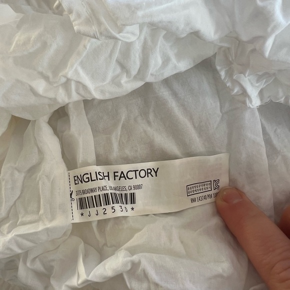 New English Factory White Woven Mixed Flutter Sleeve Dress, size L - Picture 7 of 8